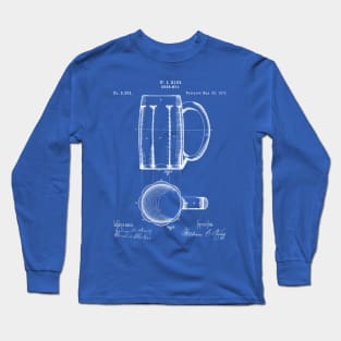 Beer Mug Patent - Craft Beer Art - Blueprint Long Sleeve T-Shirt